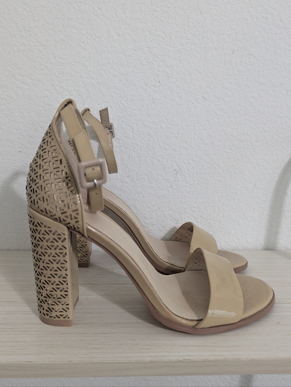 Alex + Alex Laser-cut Geometric Leather Heels
